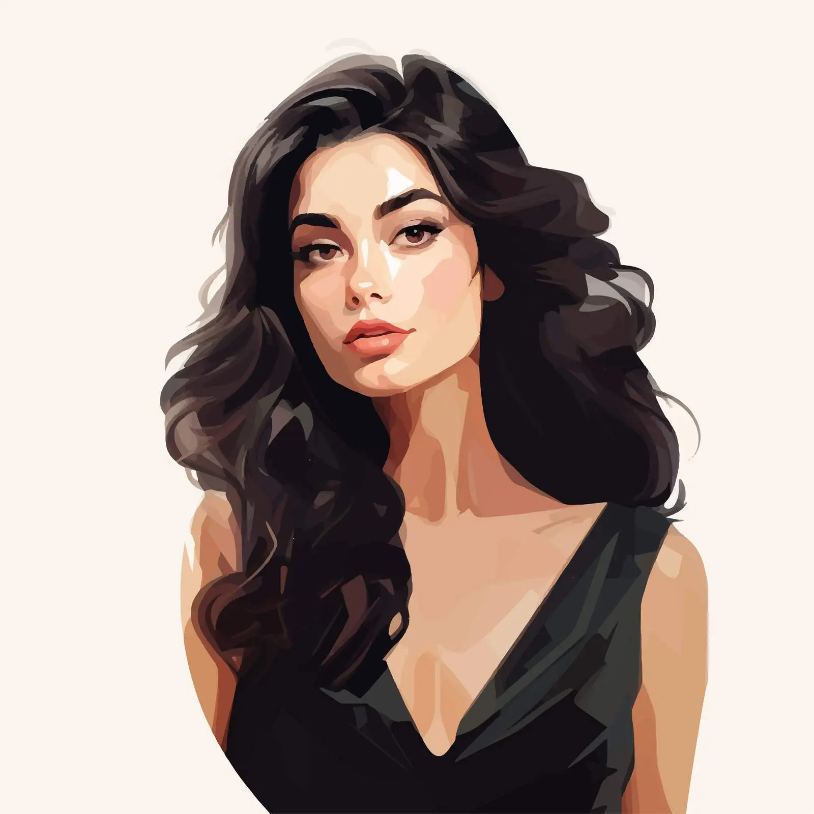 Elegant Fashion Illustration of a Dark-Haired Girl – free beauty design image from Dotvec