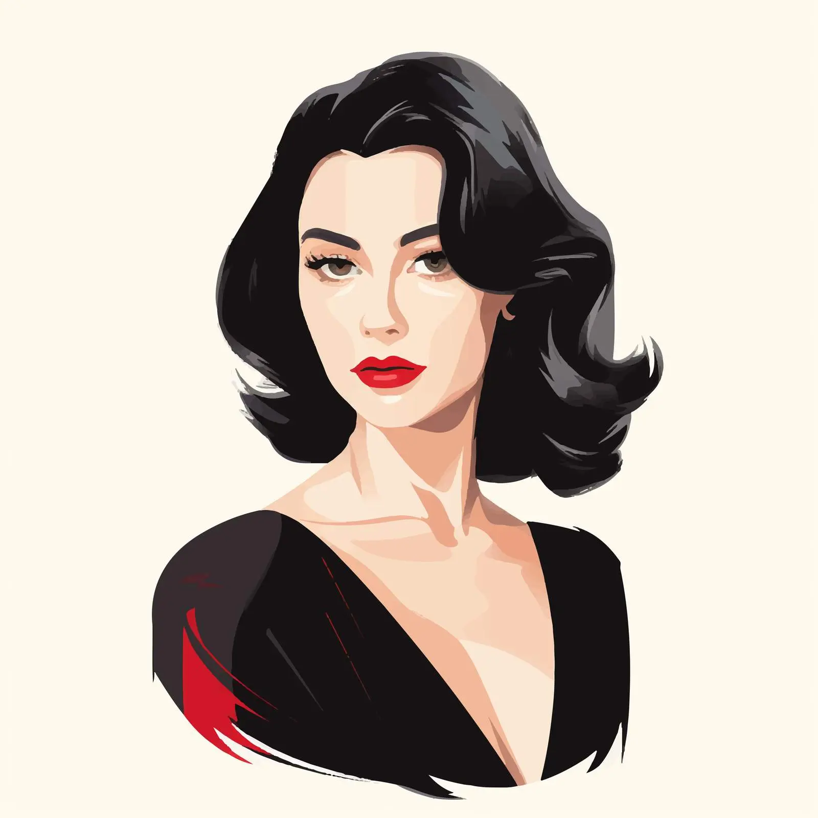 Elegant Fashion Illustration of Dark-Haired Girl — free download from Dotvec