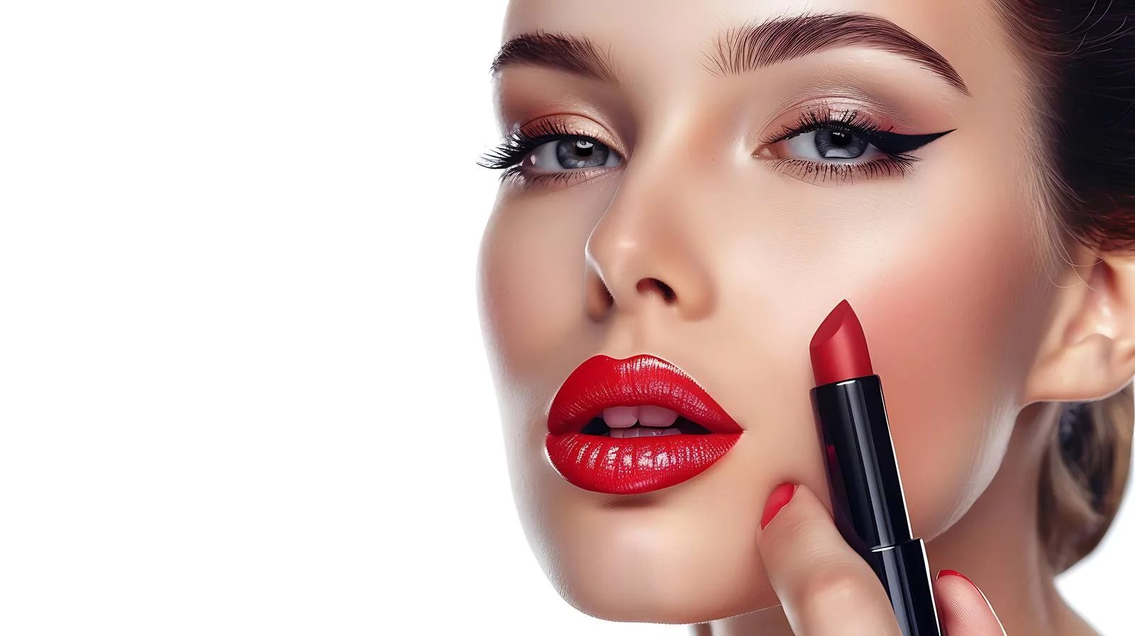 Vibrant Fashion Model Biting Lips — free download from Dotvec