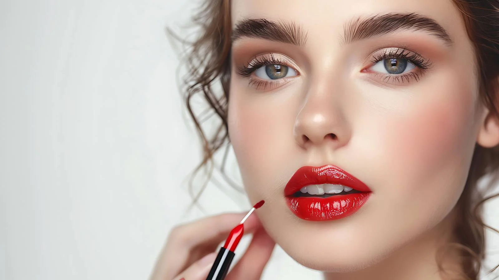 Vibrant lipstick application by fashion model — free download from Dotvec