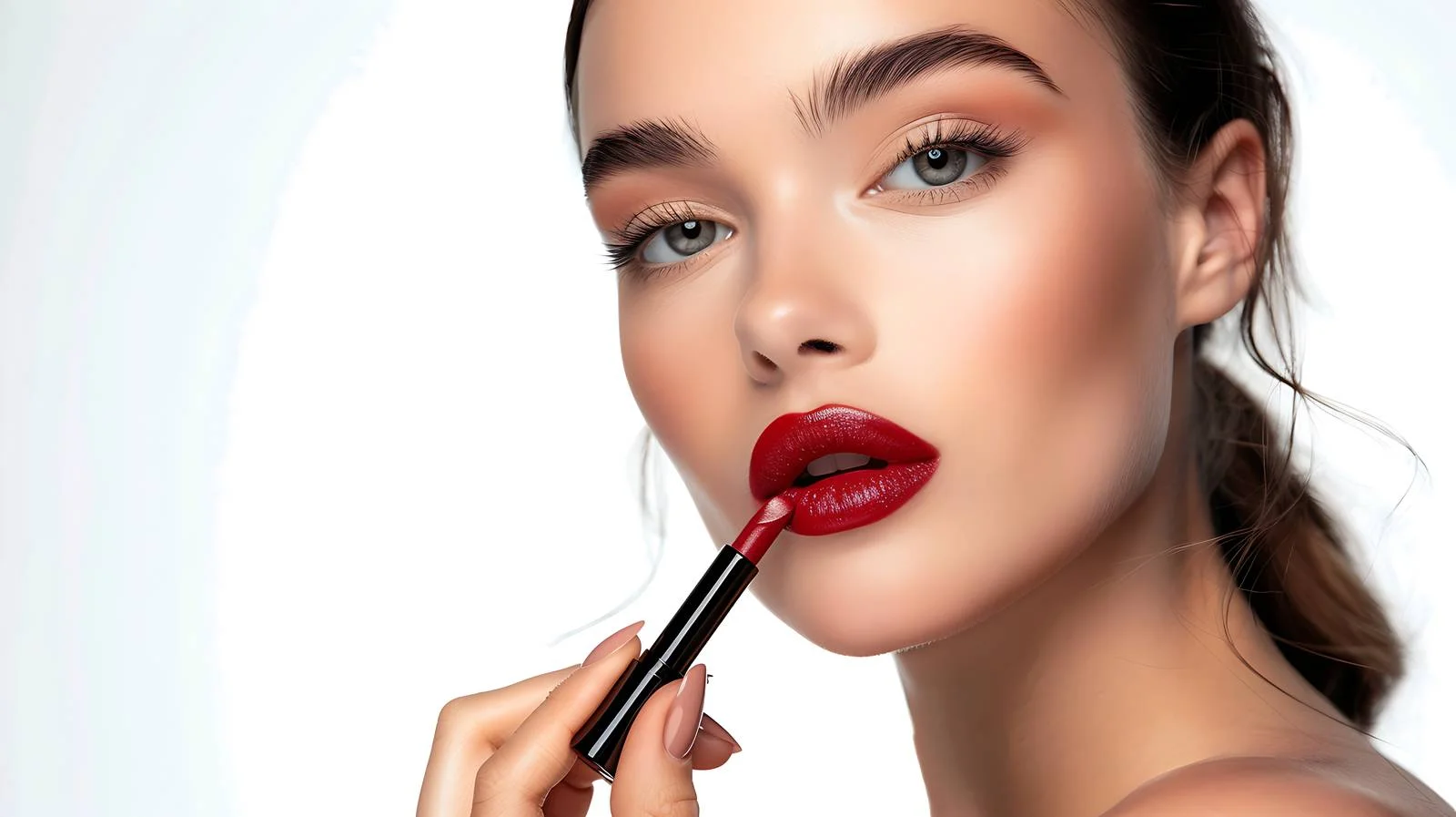 Elegant Fashion Model Applying Bright Lipstick — free download from Dotvec