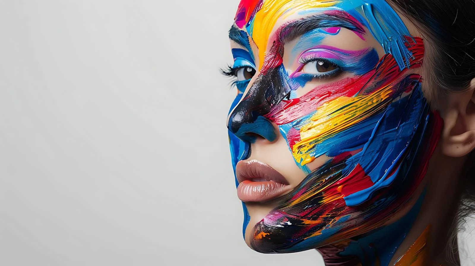 Vibrant Fashion Model with Colorful Paint – free make image from Dotvec