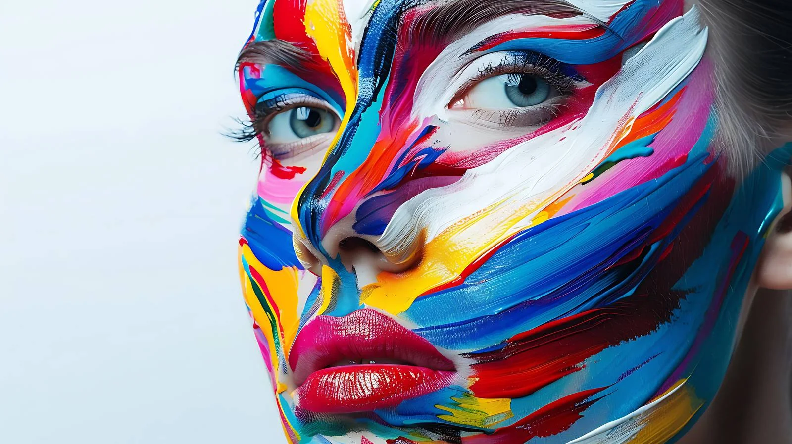 Vibrant Painted Fashion Model Portrait — free download from Dotvec