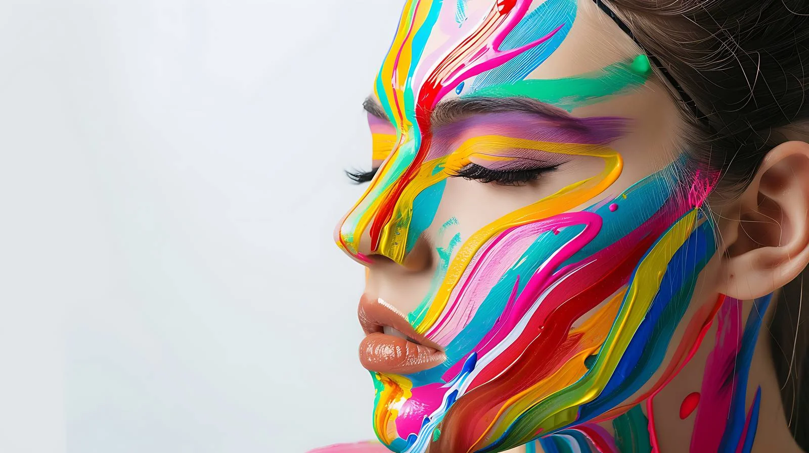 Colorful Painted Fashion Model Portrait — free download from Dotvec