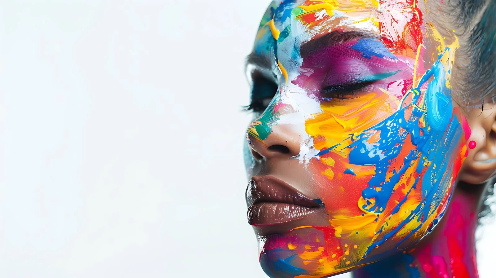 Vibrant Painted Fashion Model Portrait — free download from Dotvec