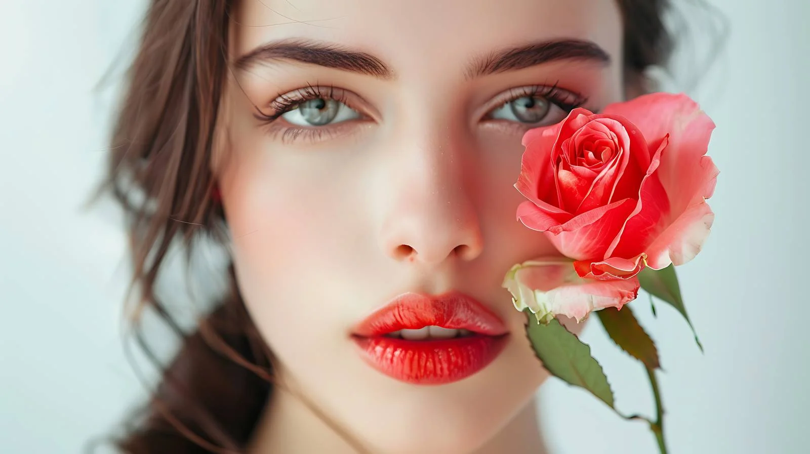 Elegant Fashion Model with Rose Flower — free download from Dotvec