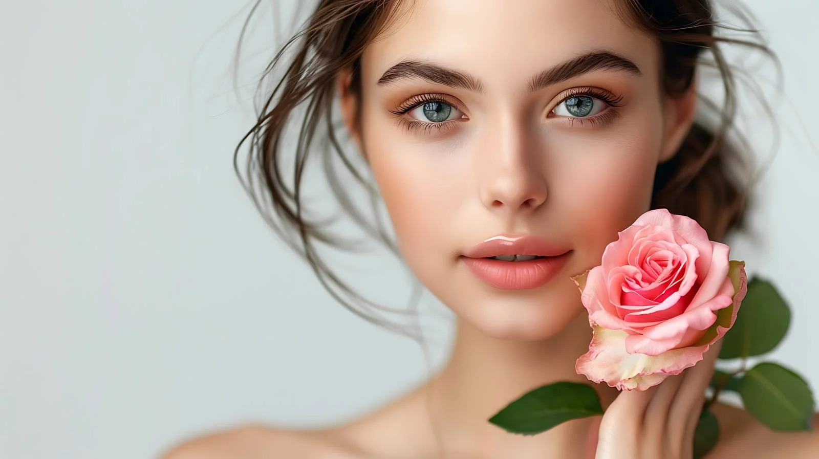 Elegant Fashion Model with Rose Flower — free download from Dotvec