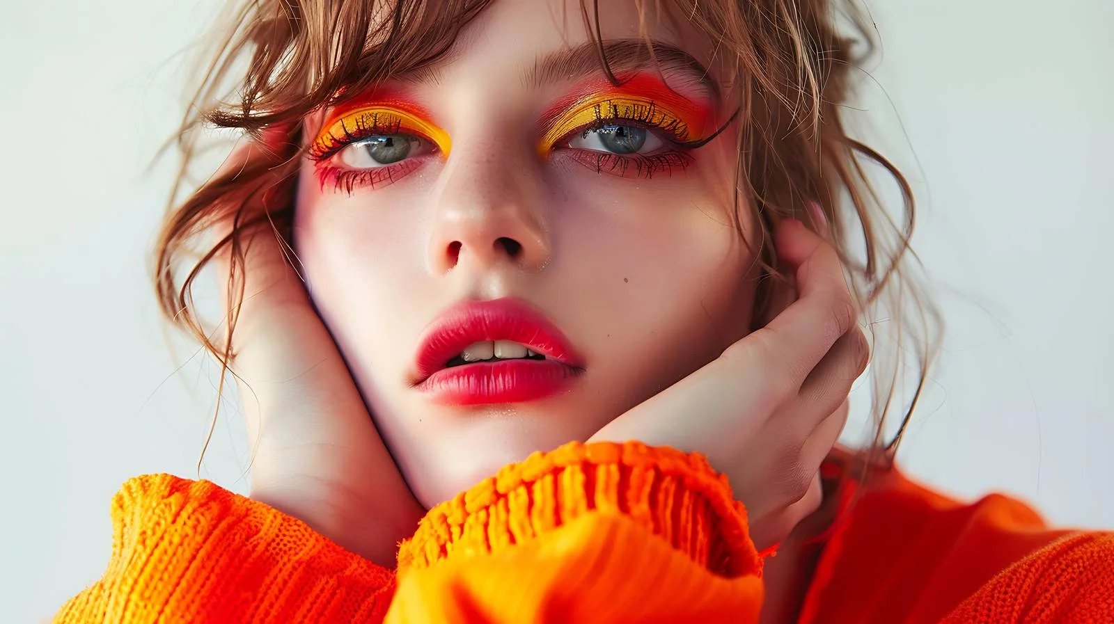 Fashion Model with Bright Makeup Pose — free download from Dotvec