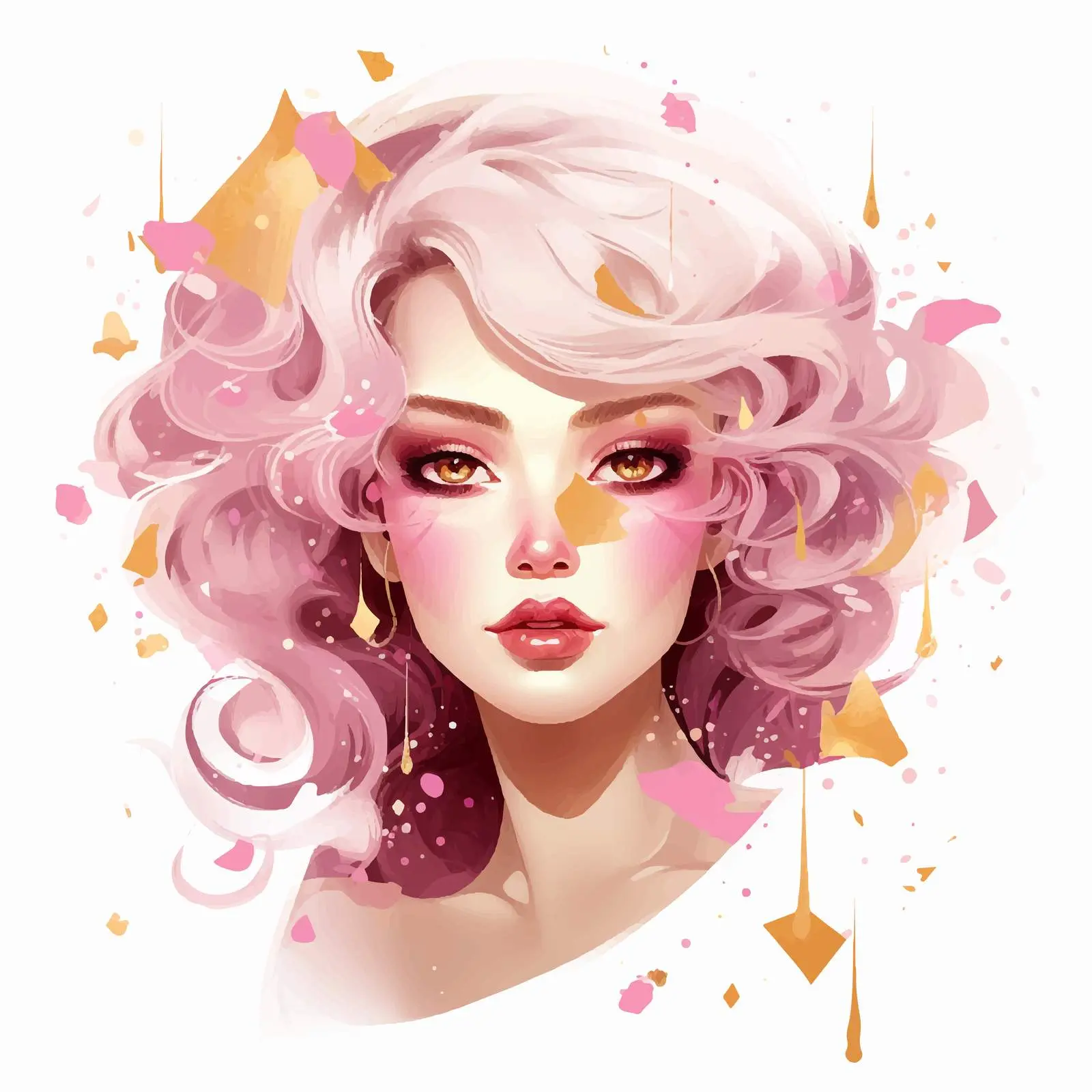 Stylish Girl Portrait with Gold Elements — free download from Dotvec