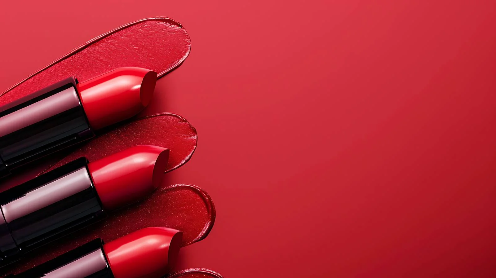 Vibrant Red Lipstick Array on Crimson Background — free download from Dotvec