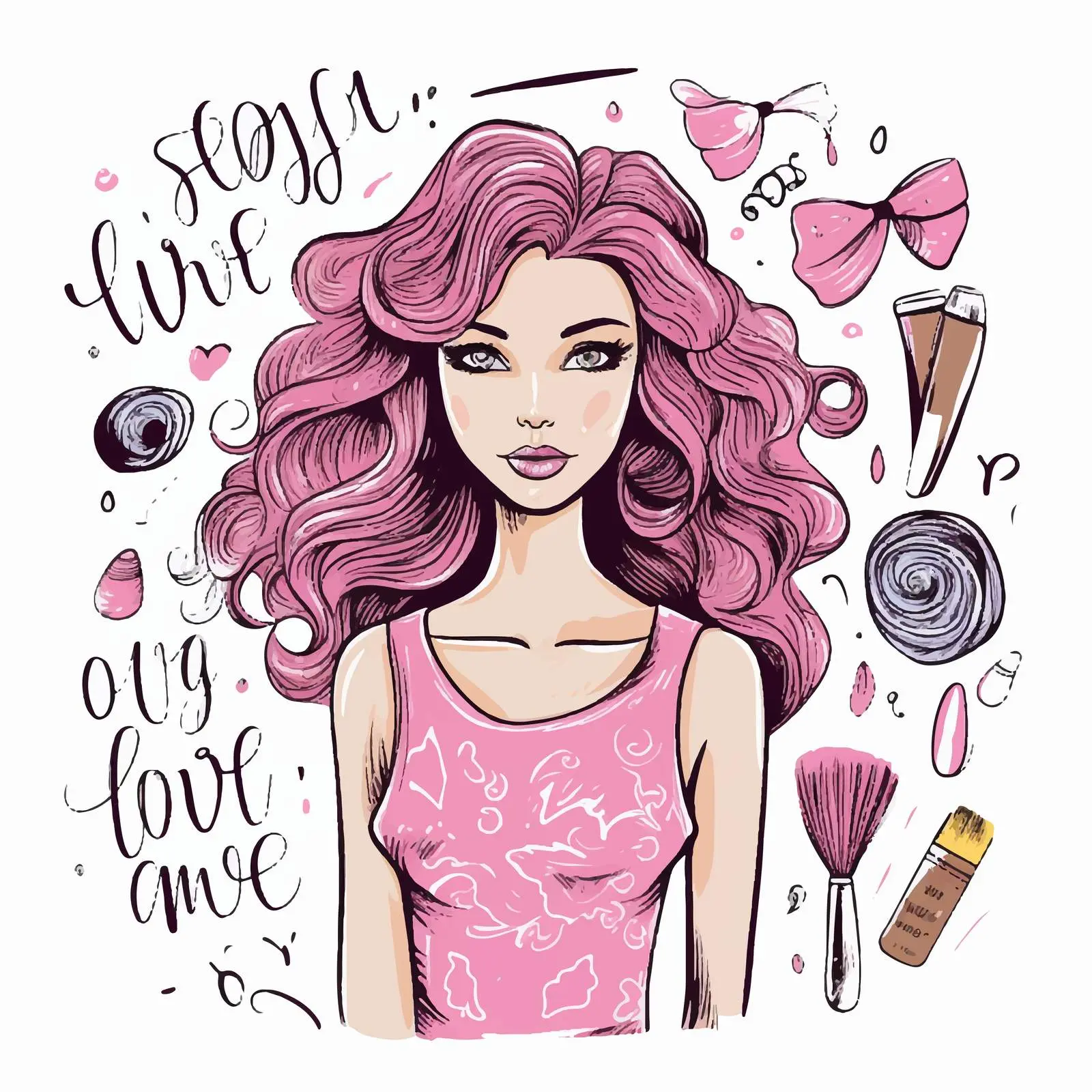 Trendy Girl Nail Art with Strength Quote – free strength image from Dotvec