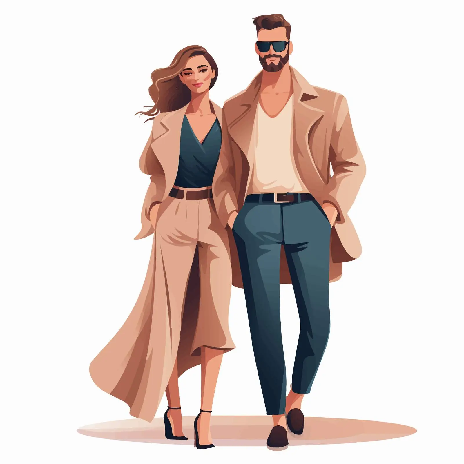 Stylish Modern Family Couple in Fashionable Outfits – free matching image from Dotvec