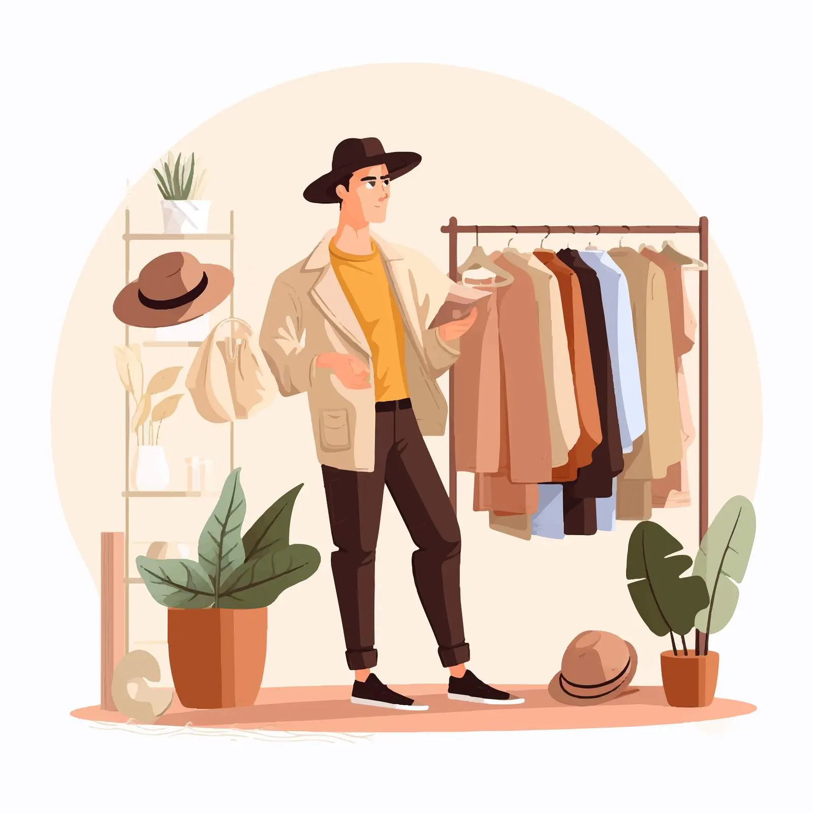 Fashion Stylist Selecting Modern Clothing Outfits — free download from Dotvec