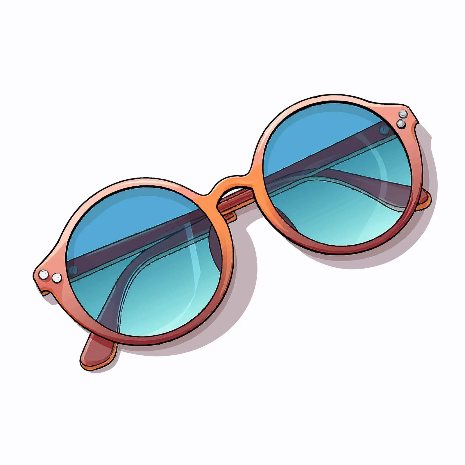 Stylish Round Lens Sunglasses Vector Design – free trendy eyewear image from Dotvec