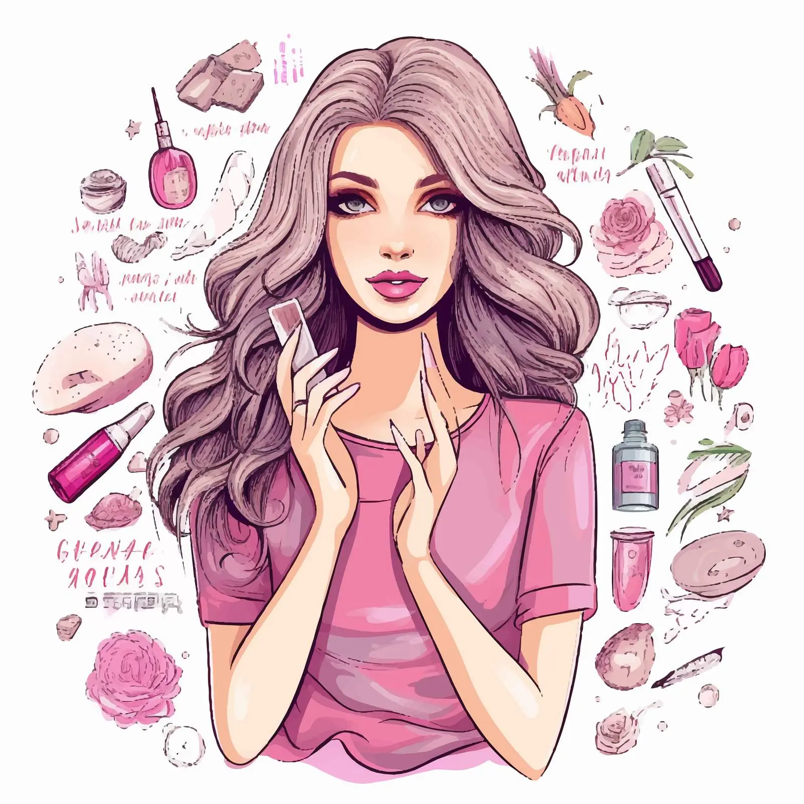 Fashionable Girl with Long Beautiful Nails Vector — free download from Dotvec