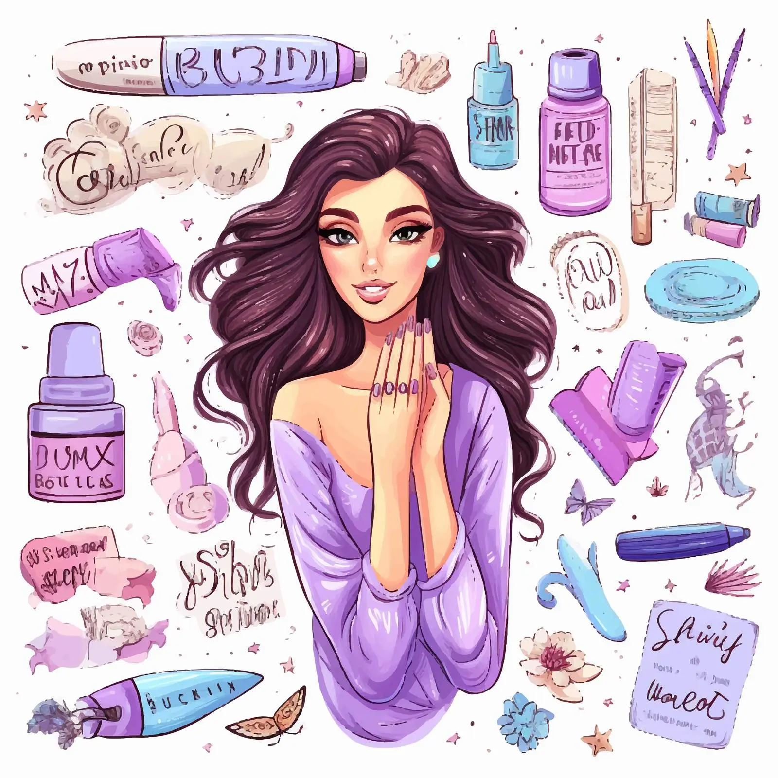 Stylish Girl with Elegant Long Nails Vector — free download from Dotvec