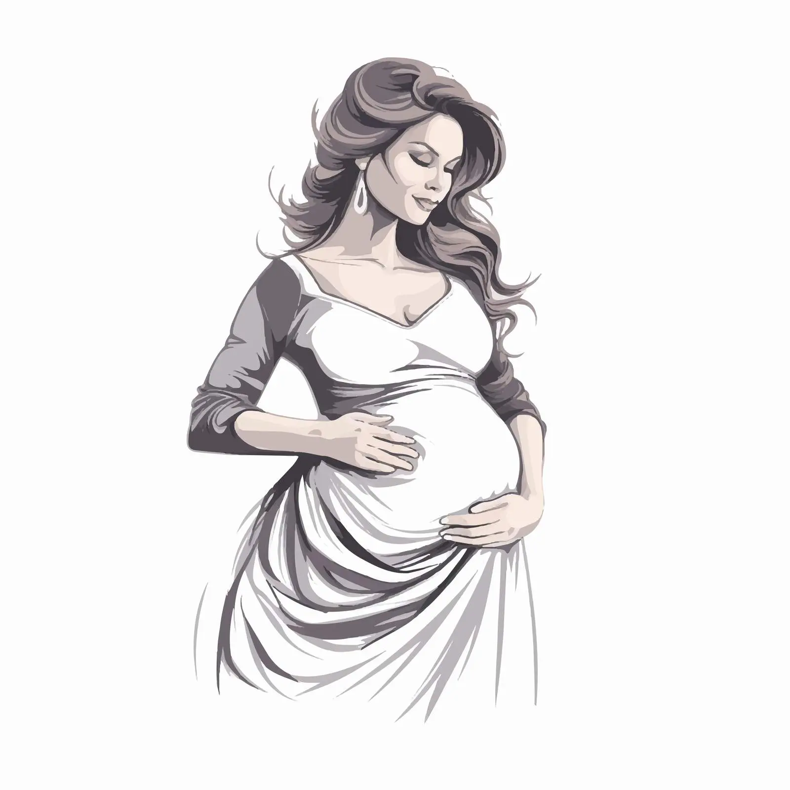 Fashionable Pregnant Girl Illustration — free download from Dotvec