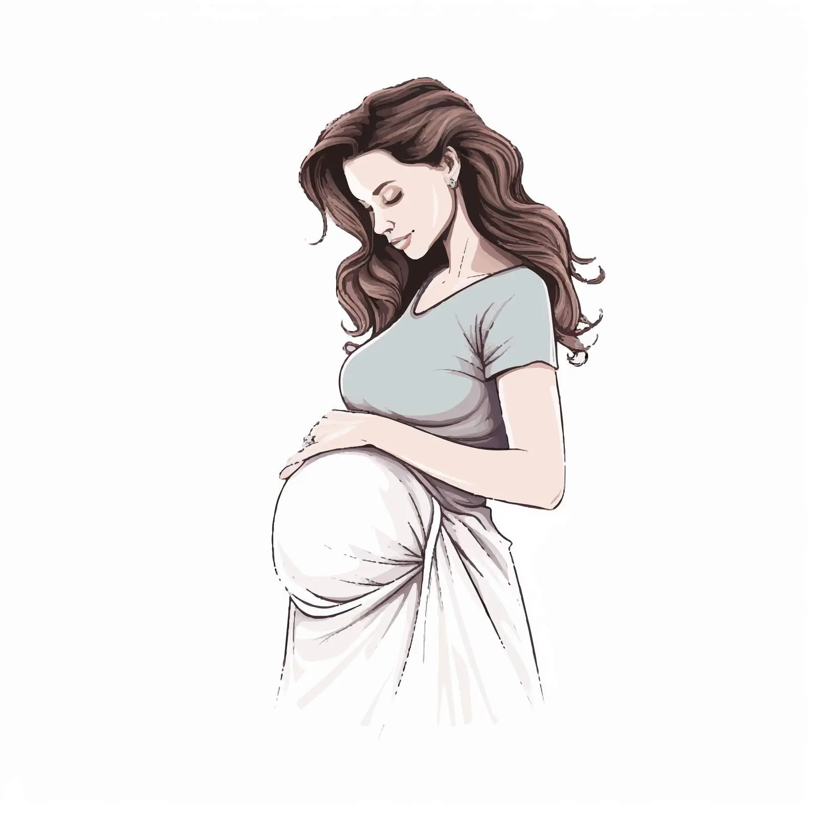Fashionable Pregnant Girl Illustration — free download from Dotvec