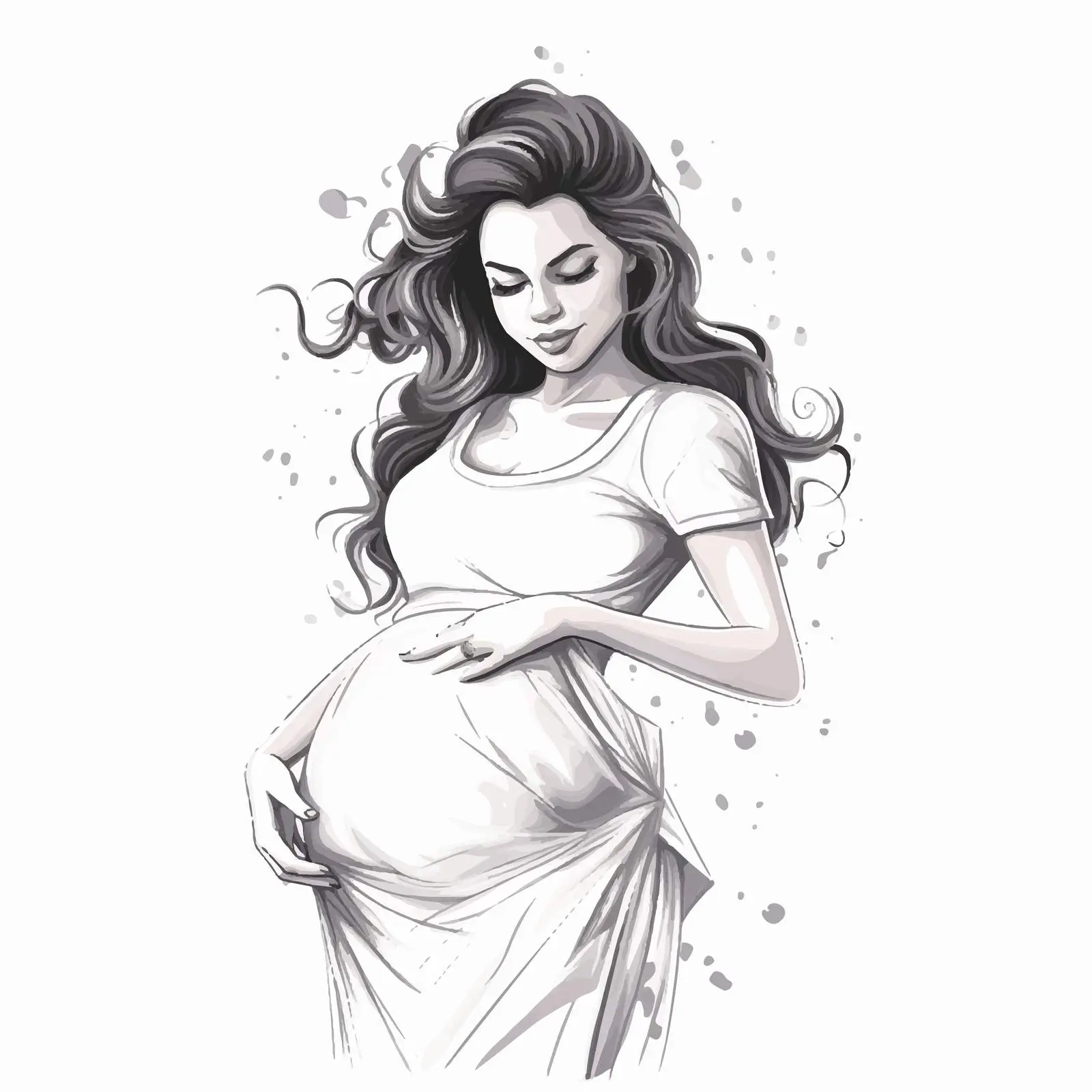 Fashionable Pregnant Girl Illustration for Motherhood — free download from Dotvec
