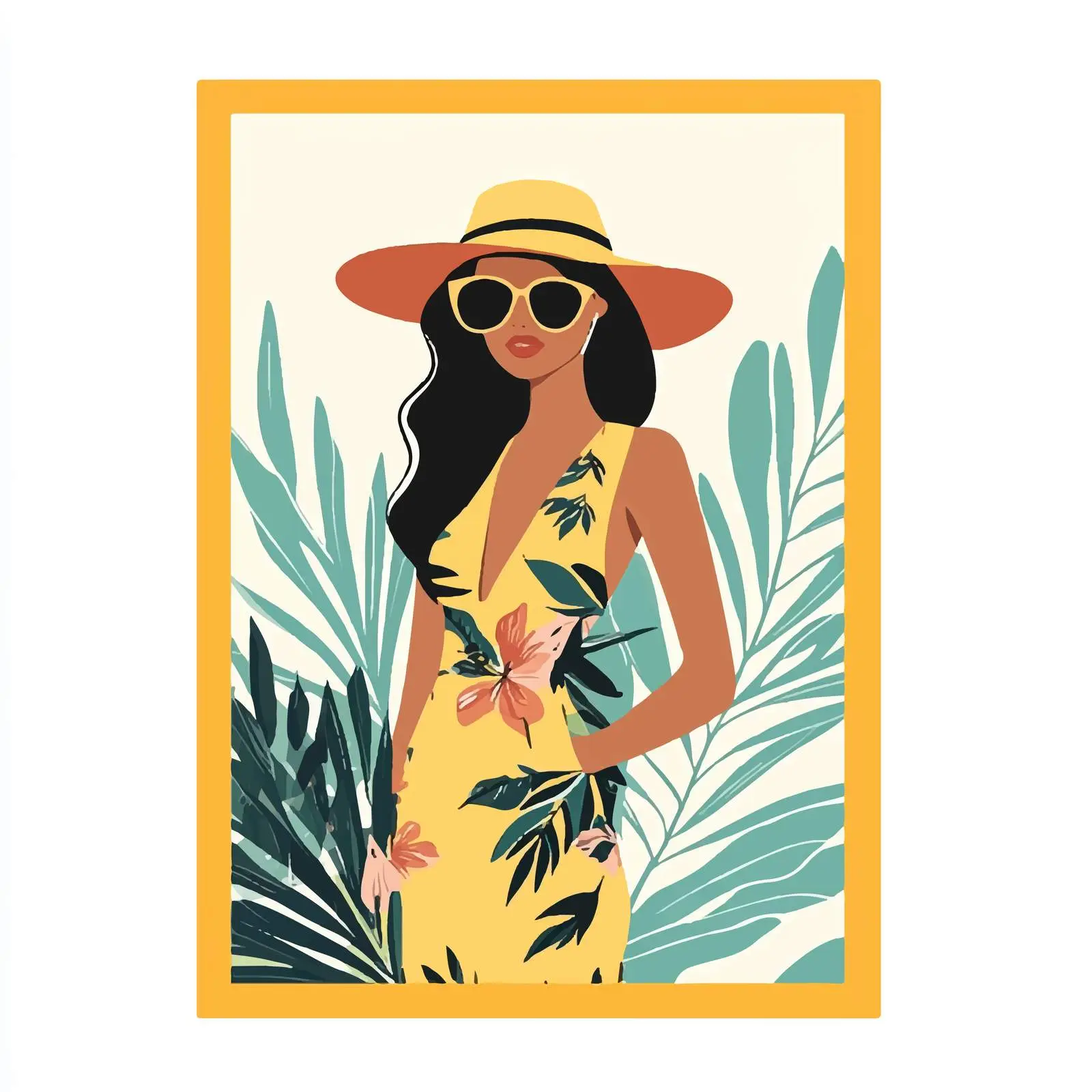 Stylish Woman in Floral Sundresses Vector — free download from Dotvec