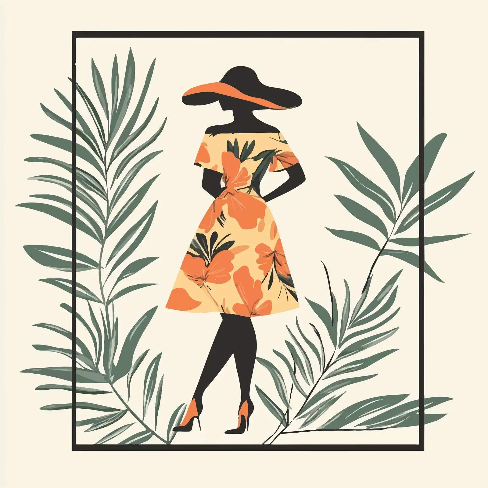 Stylish Woman in Floral Sundresses Vector — free download from Dotvec