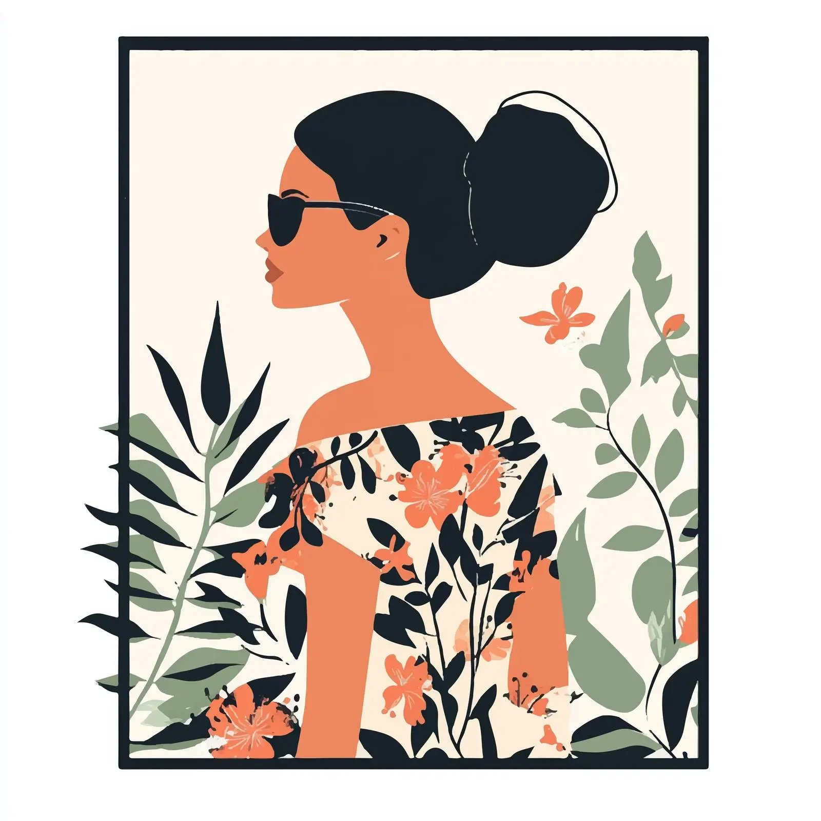 Stylish Woman in Floral Sundresses Vector Art — free download from Dotvec