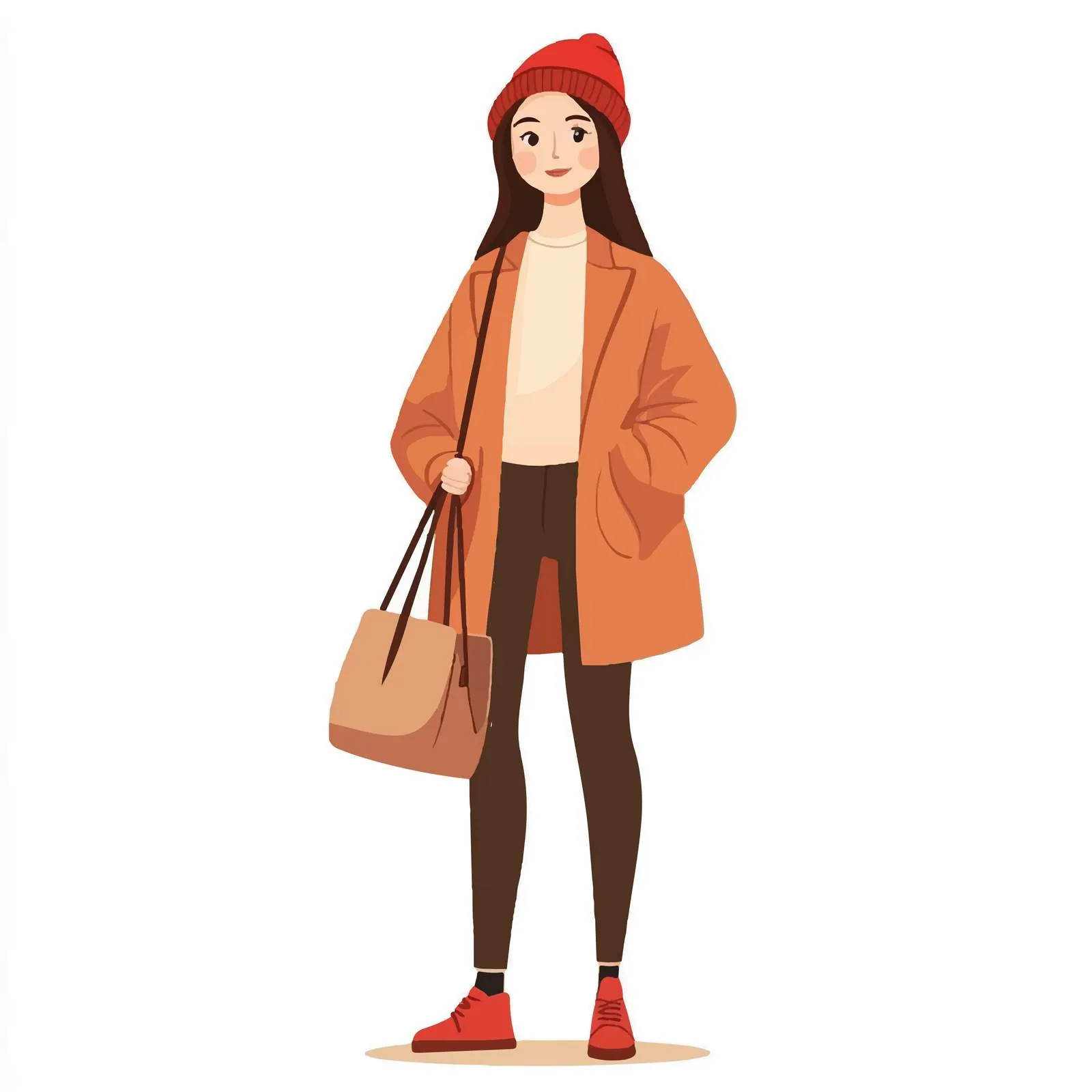 Trendy Young Woman in Fashionable Clothes Vector — free download from Dotvec
