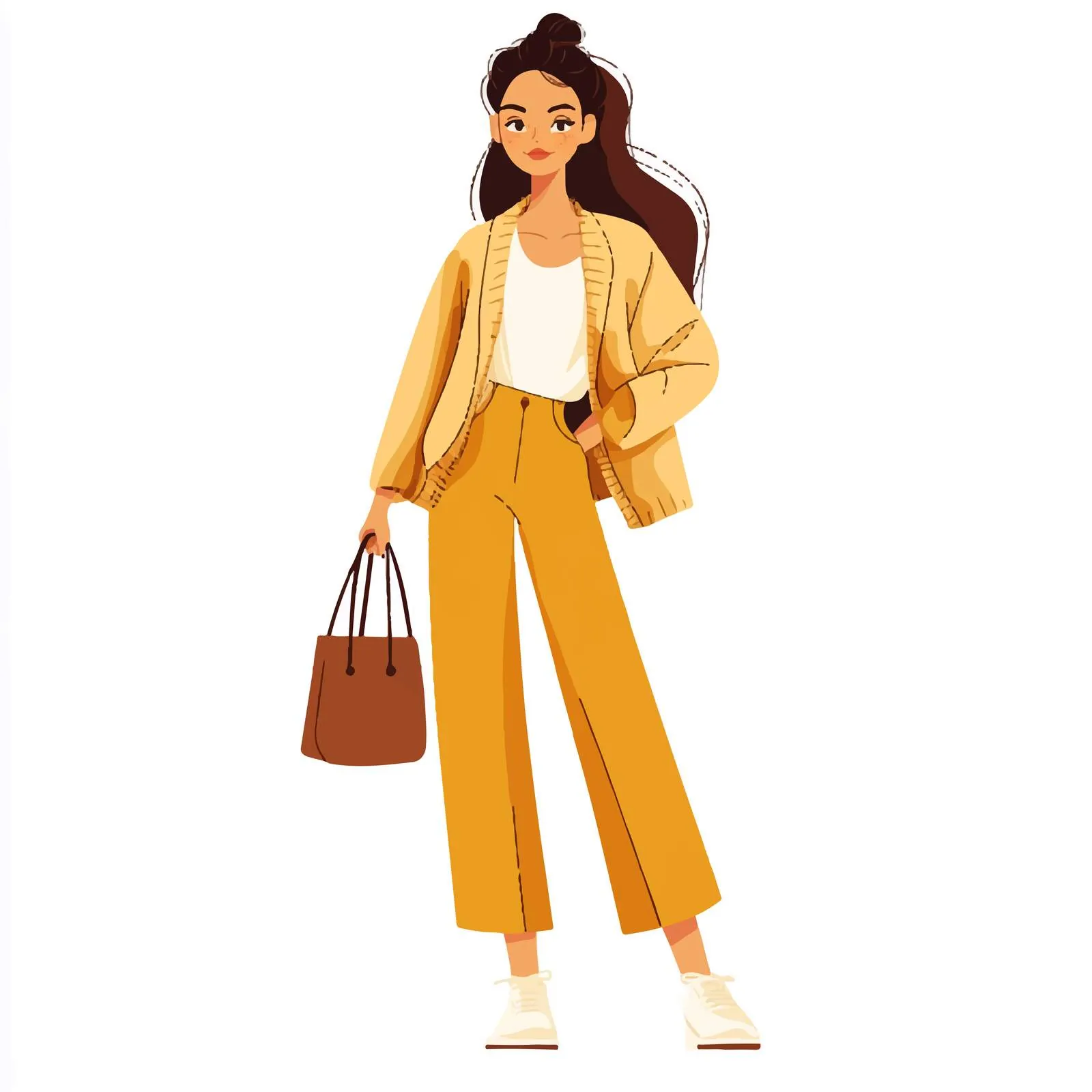 Fashionable Young Woman in Trendy Clothes Vector — free download from Dotvec