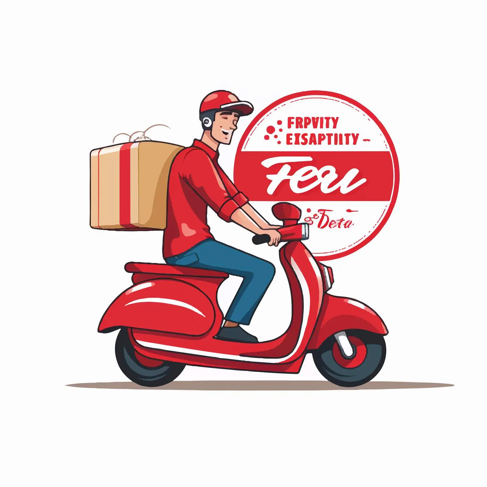 Fast and Free Delivery Logo with Courier on Bike — free download from Dotvec