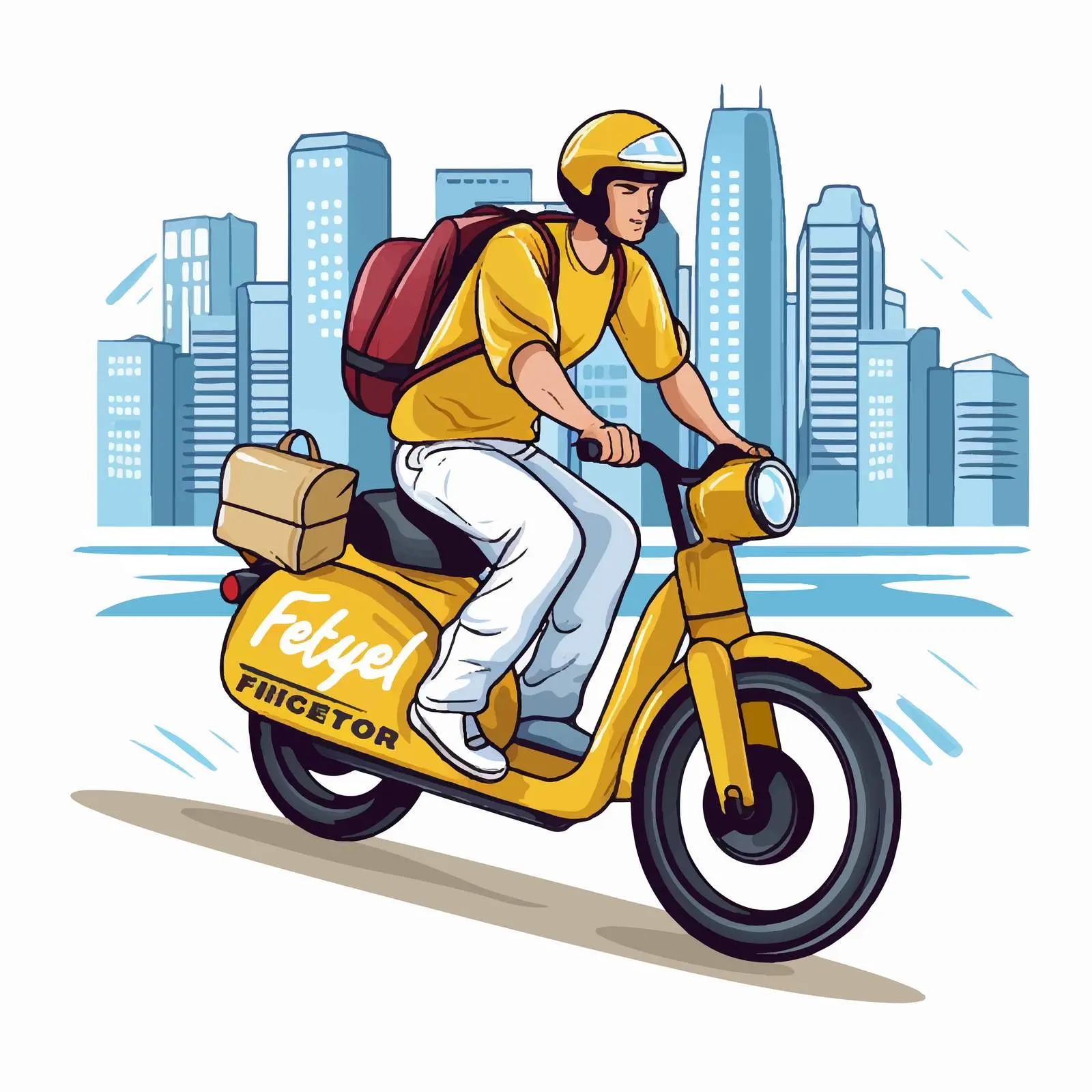 Fast Delivery Logo with Courier Riding Bike — free download from Dotvec