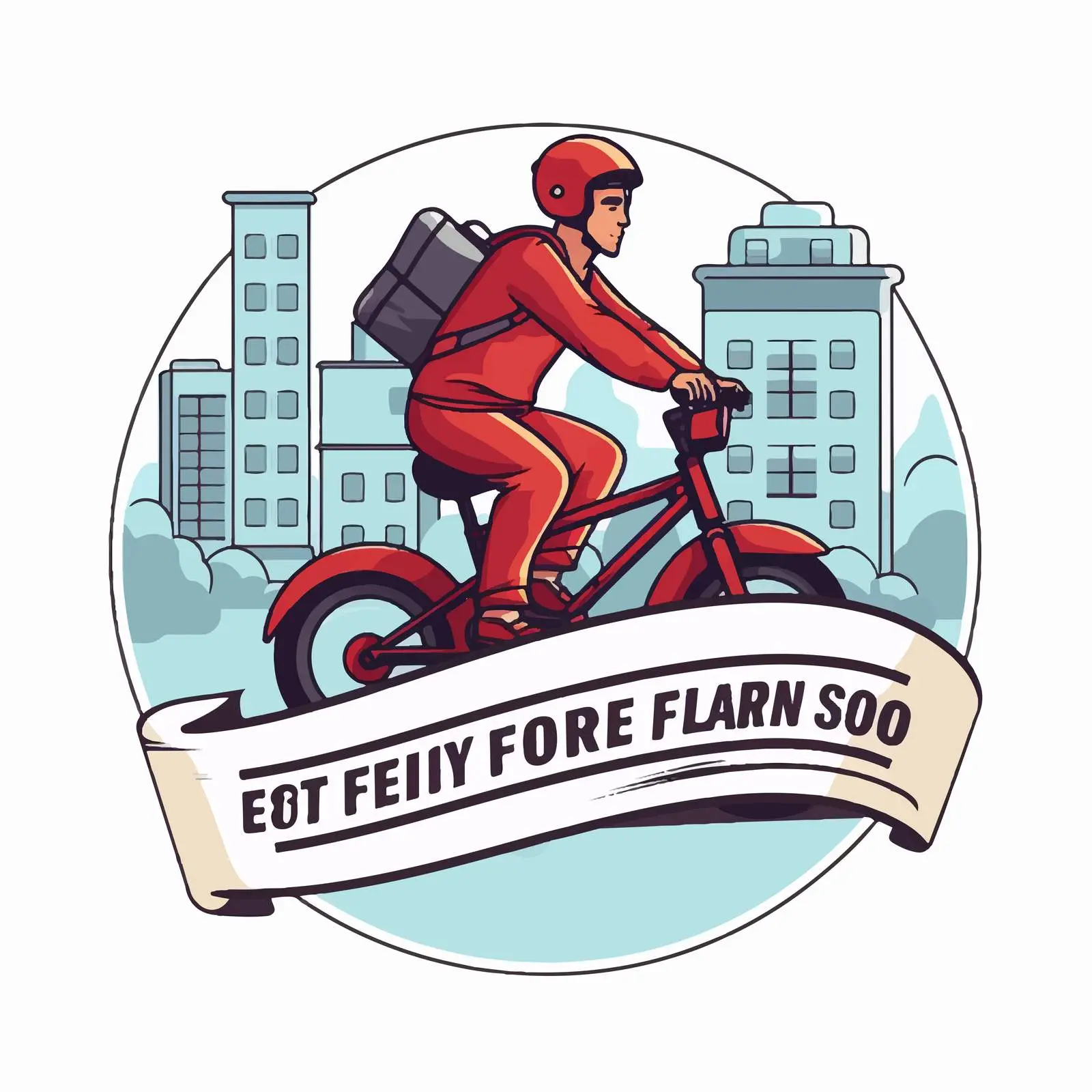 Fast Delivery Logo with Courier on Bike — free download from Dotvec