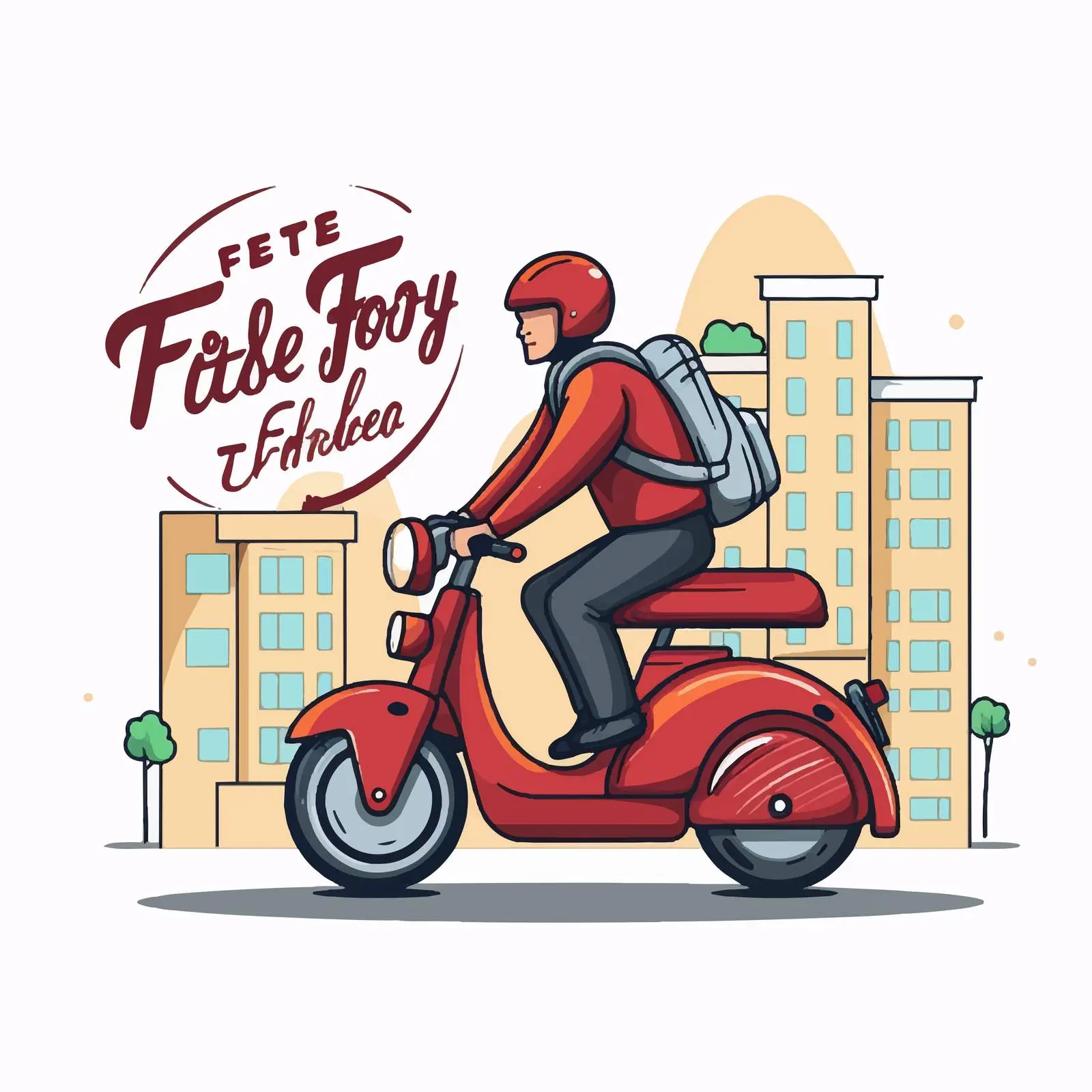 Fast Delivery Logo with Courier Riding Bicycle — free download from Dotvec
