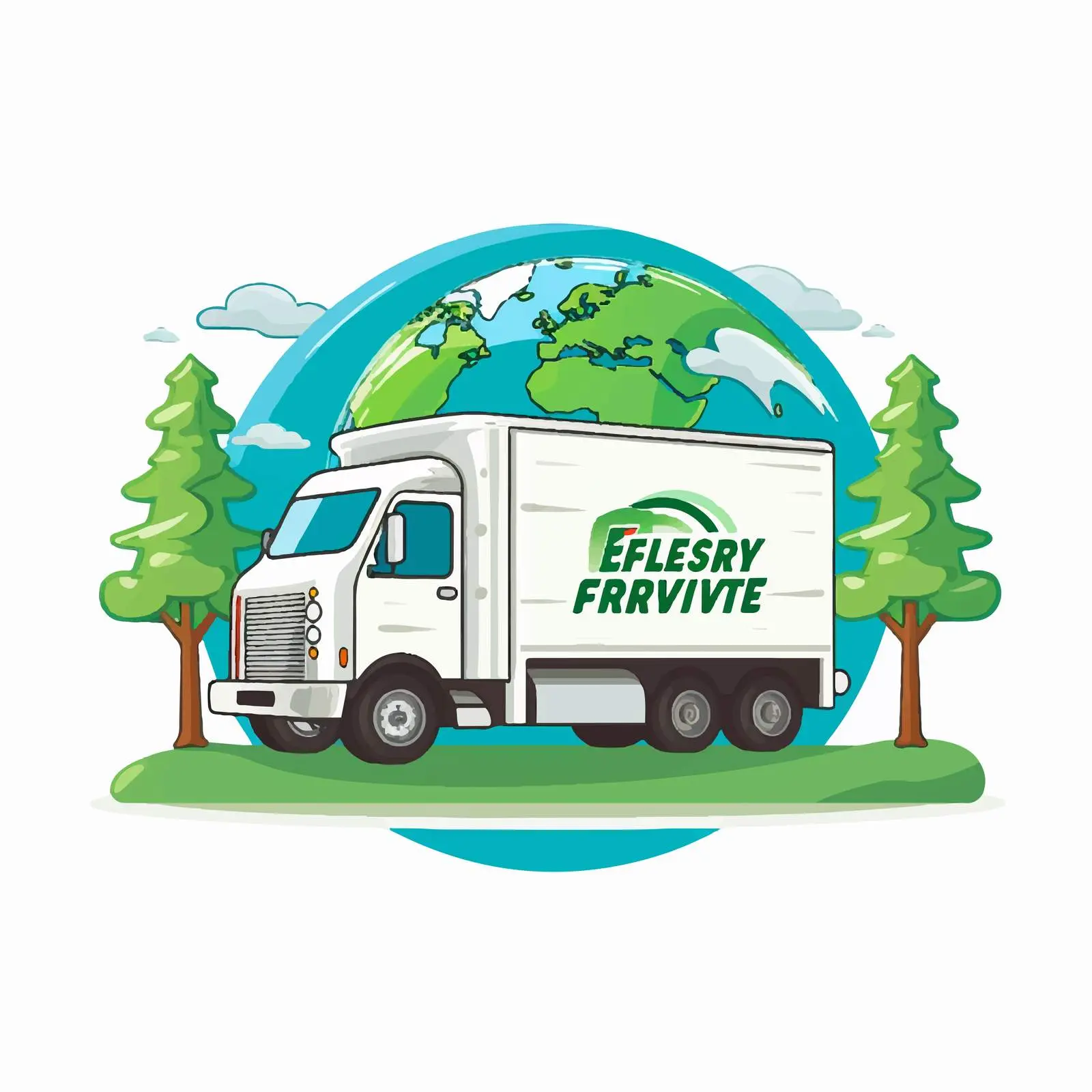 Fast and Free Delivery Truck Logo on Earth – free rounded image from Dotvec