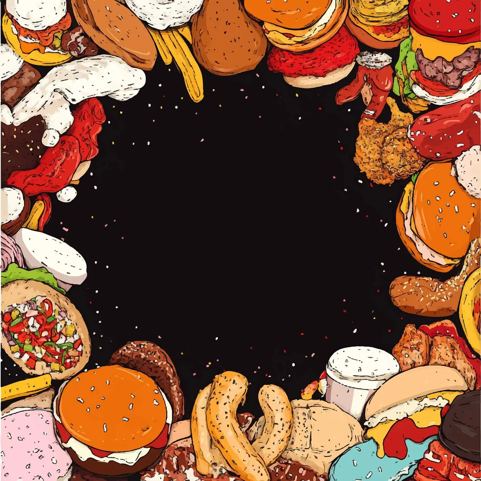 Colorful Fast Food Background Vector Design — free download from Dotvec