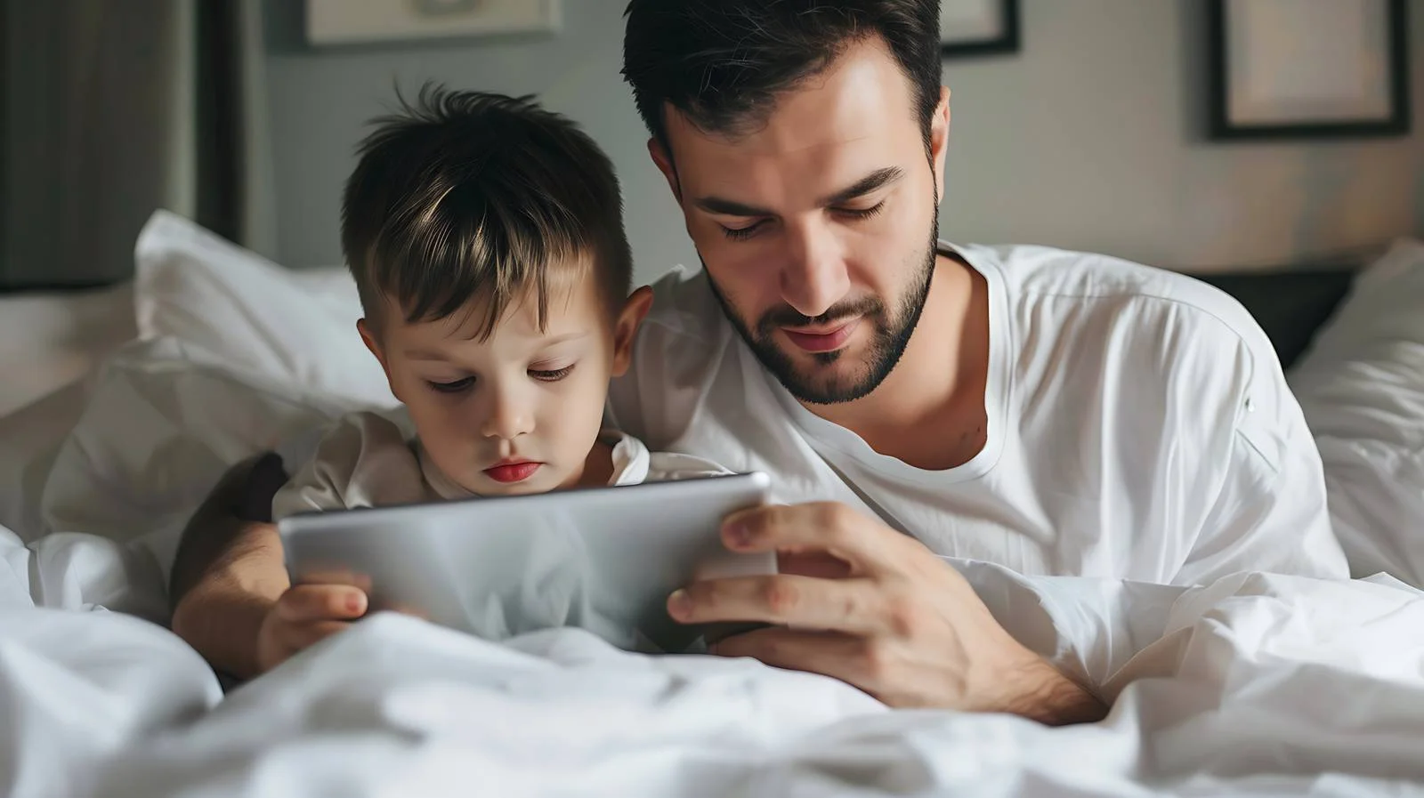 Family bonding with technology in bed — free download from Dotvec