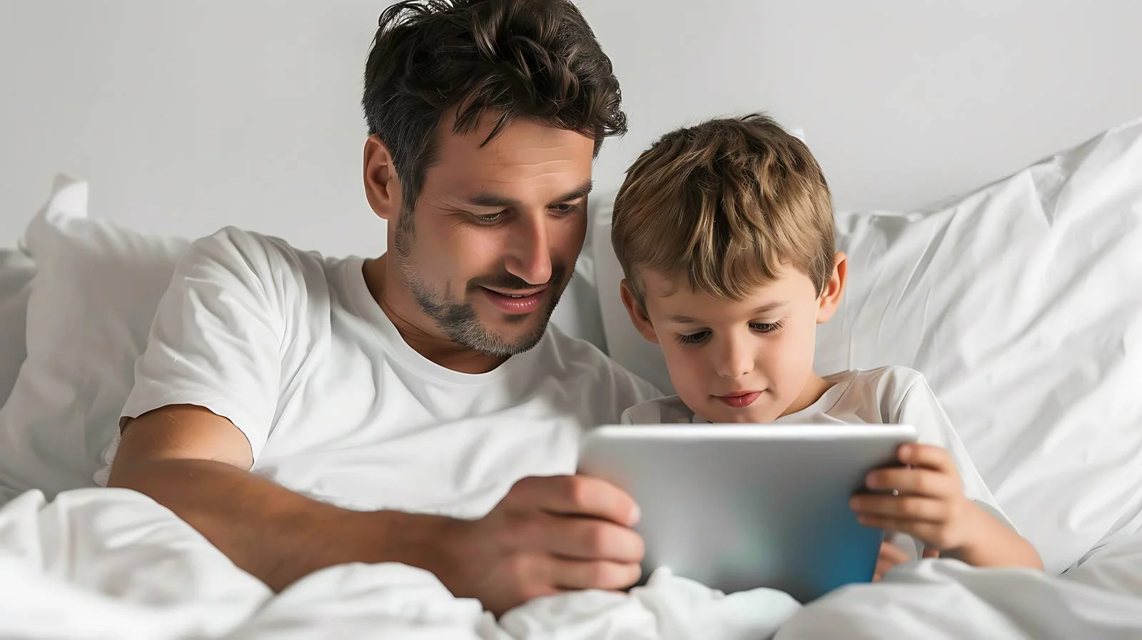 Bonding Moment with Technology in Bed — free download from Dotvec
