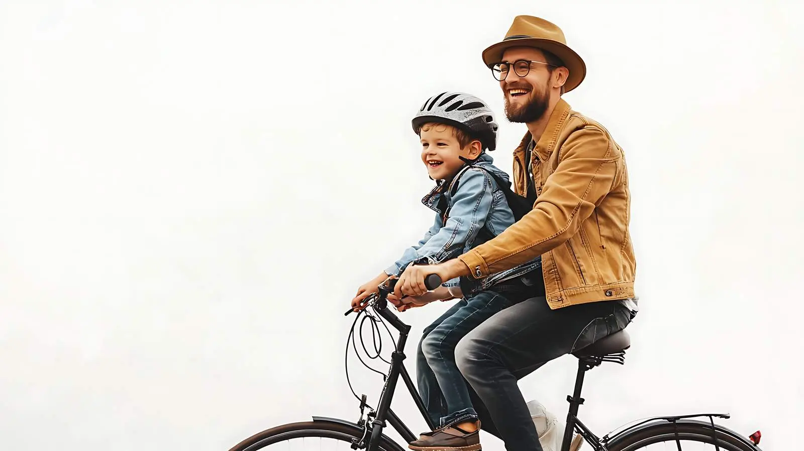 Father and Son Riding Bicycle Together – free bond image from Dotvec