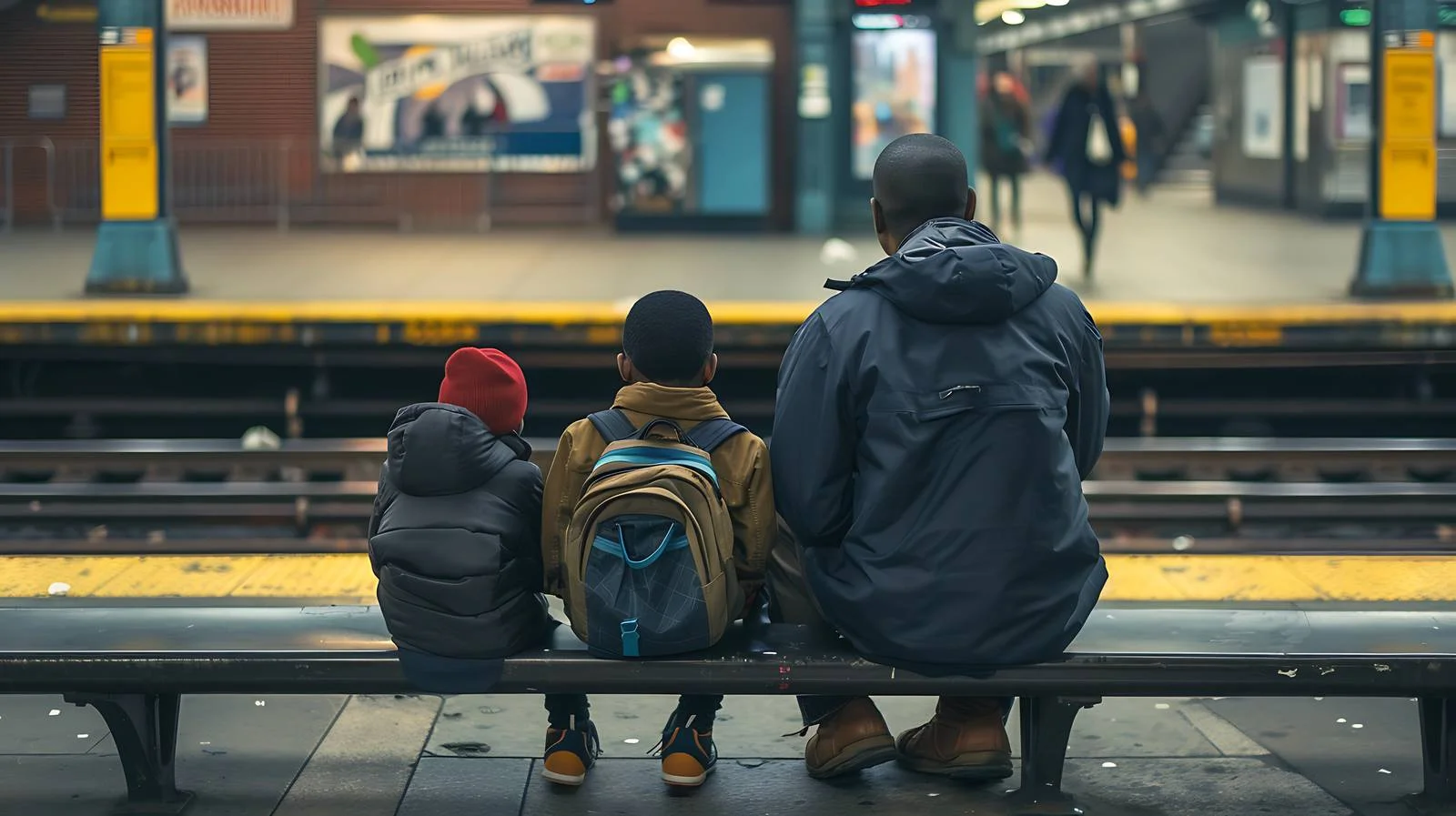 Family awaiting subway ride with excitement — free download from Dotvec