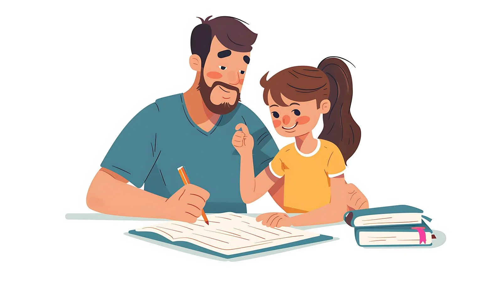 Father Helping Daughter with Homework — free download from Dotvec