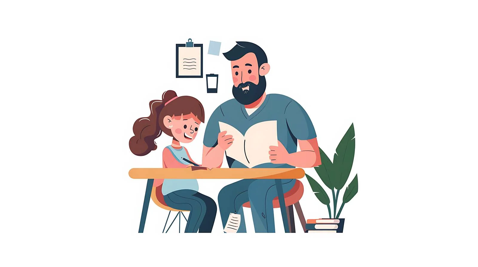 Father Helping Daughter with Homework — free download from Dotvec