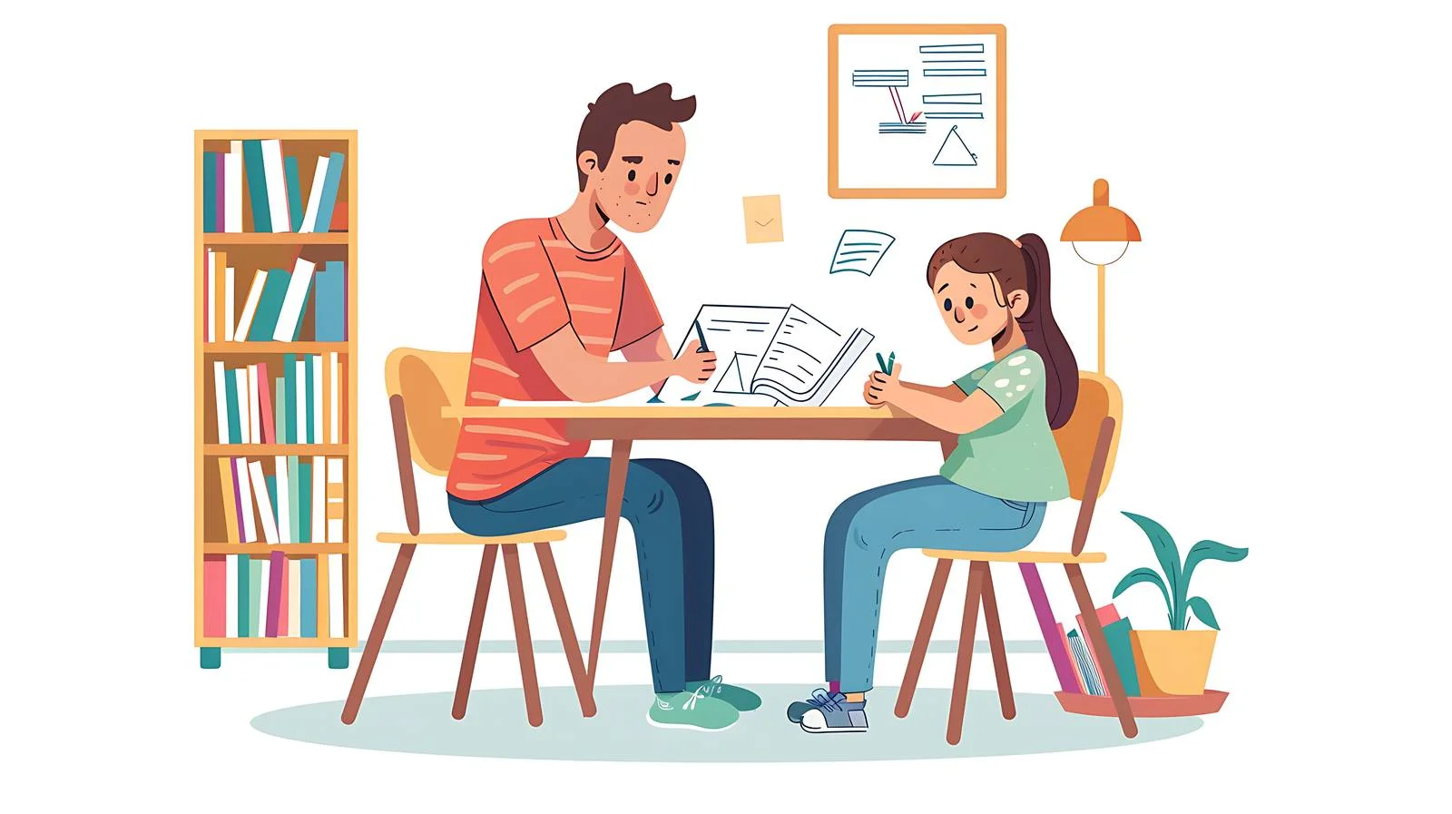 Father Assisting Daughter with Homework — free download from Dotvec