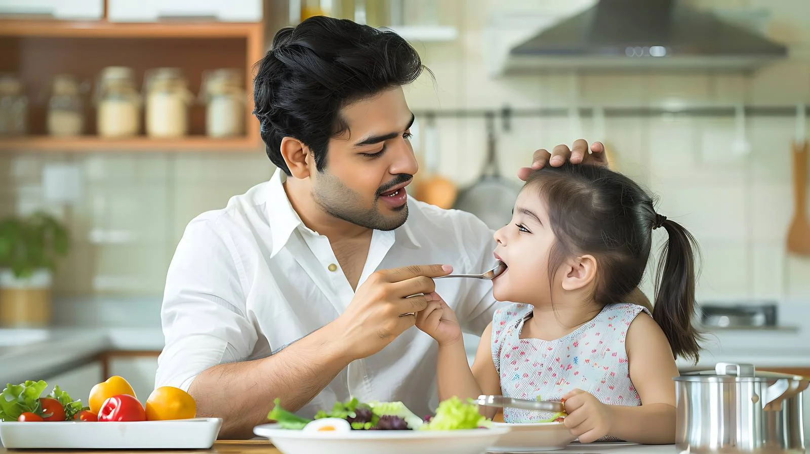 Family bonding moment in kitchen — free download from Dotvec