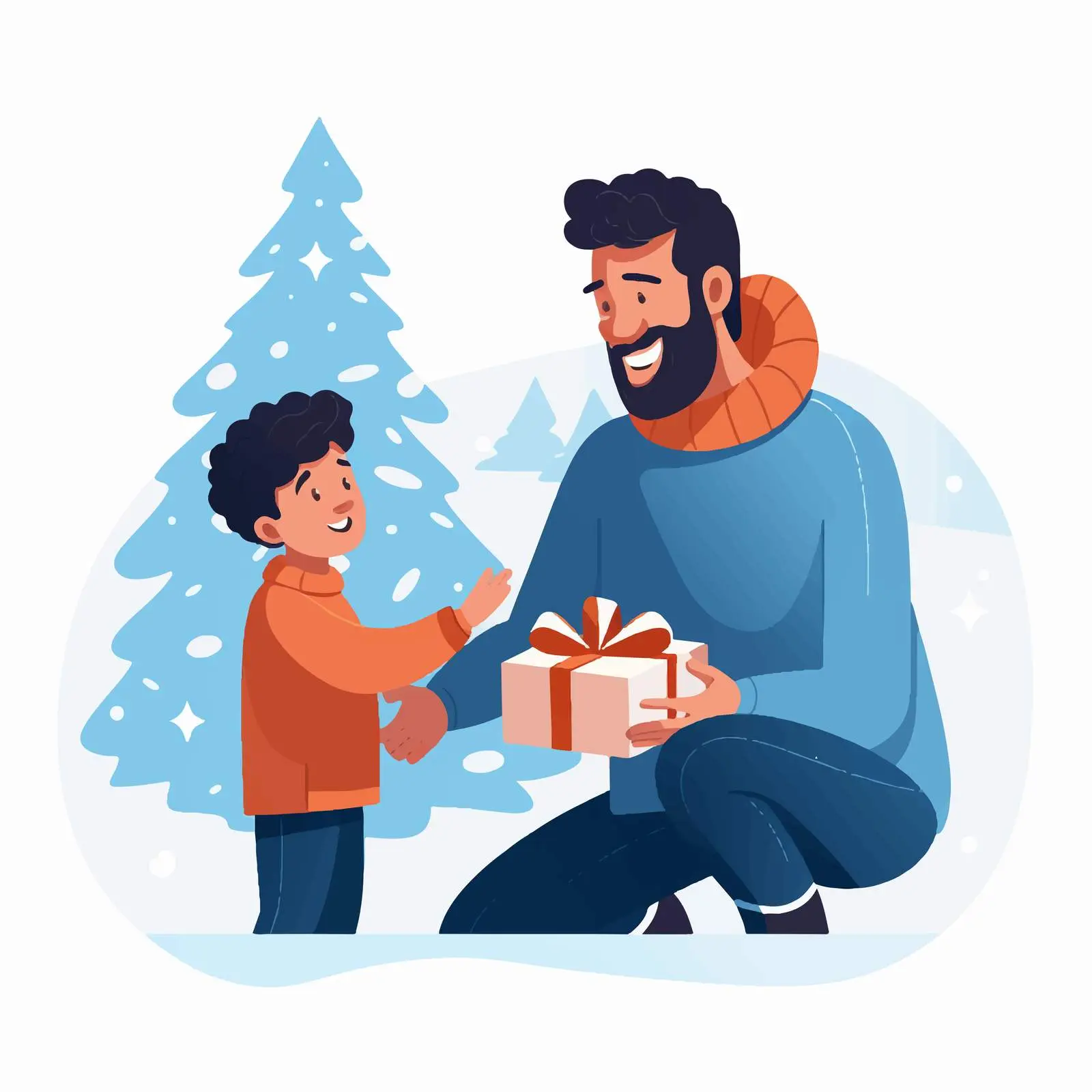 Father Giving Festive Gift Box to Son — free download from Dotvec