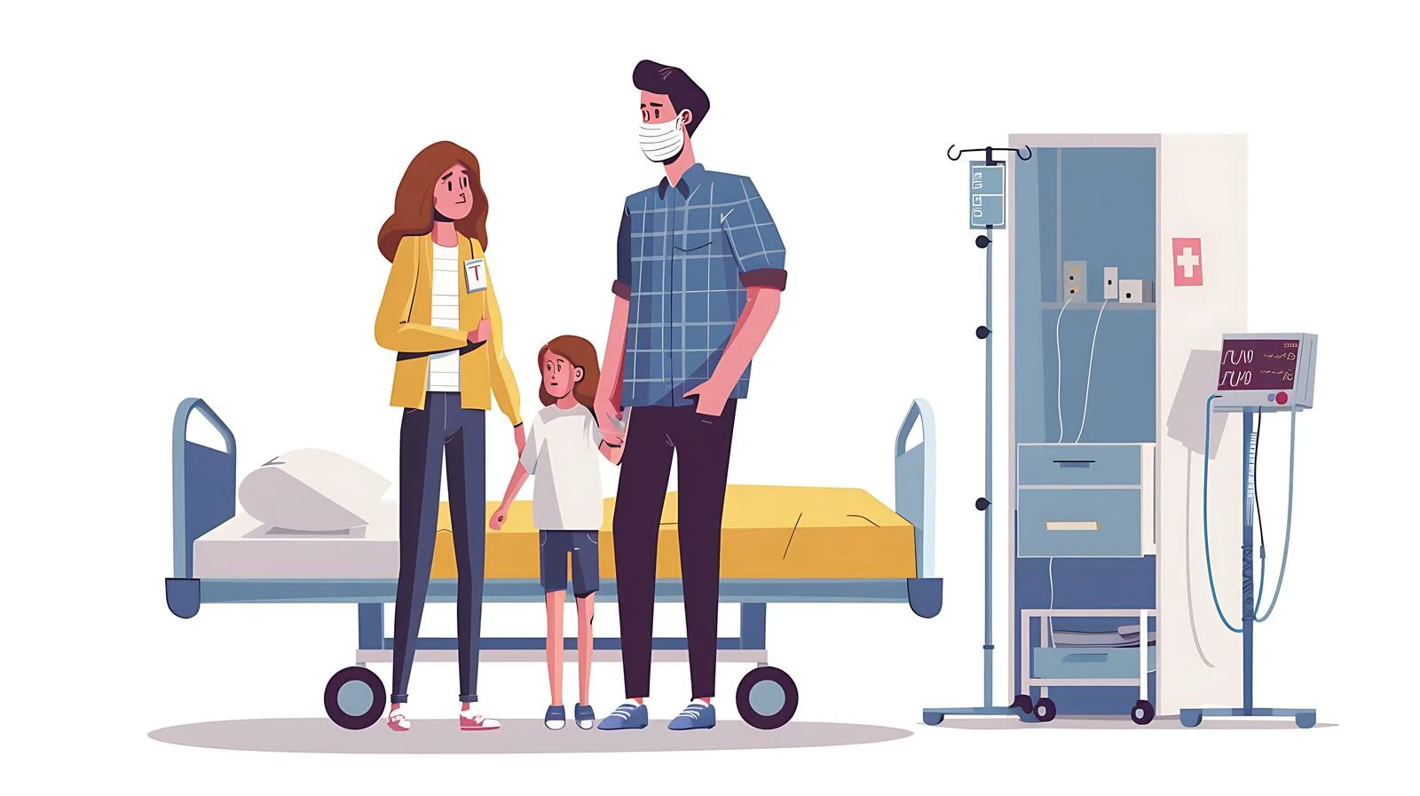 Supportive father with sick daughter in hospital — free download from Dotvec