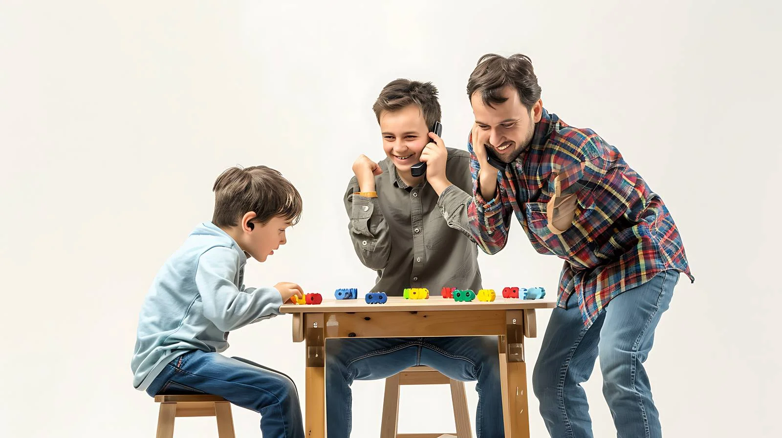 Father Multitasking with Sons Playing — free download from Dotvec