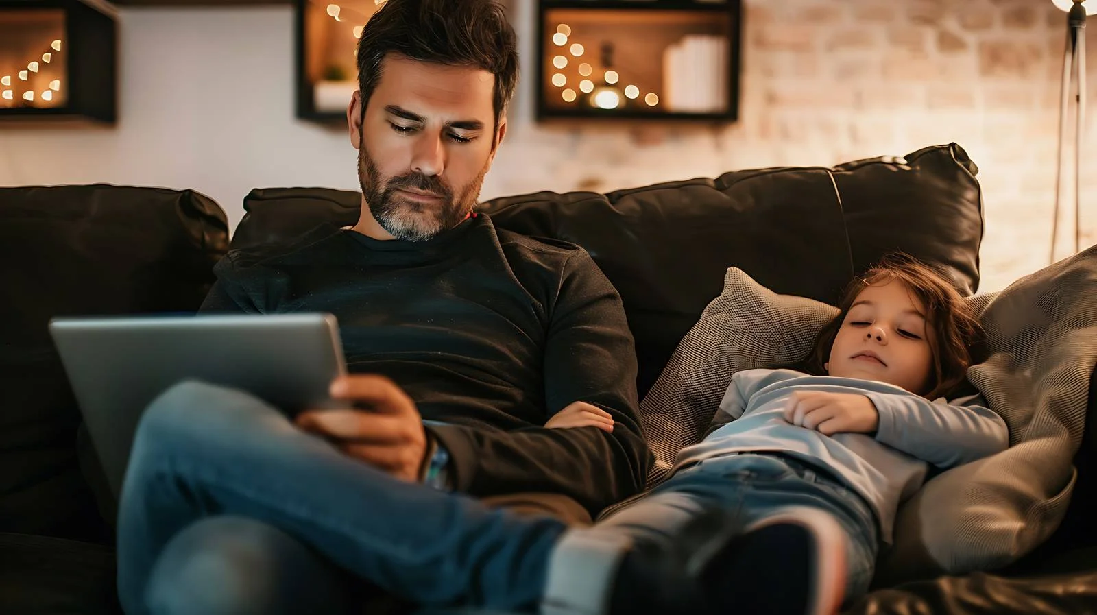 Father Multitasking at Night free images image from Dotvec