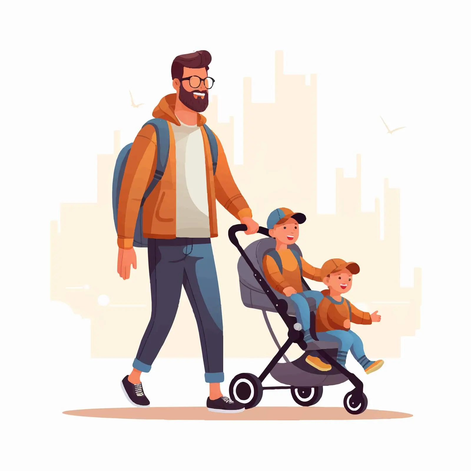 Father Strolling with Children in Nature — free download from Dotvec