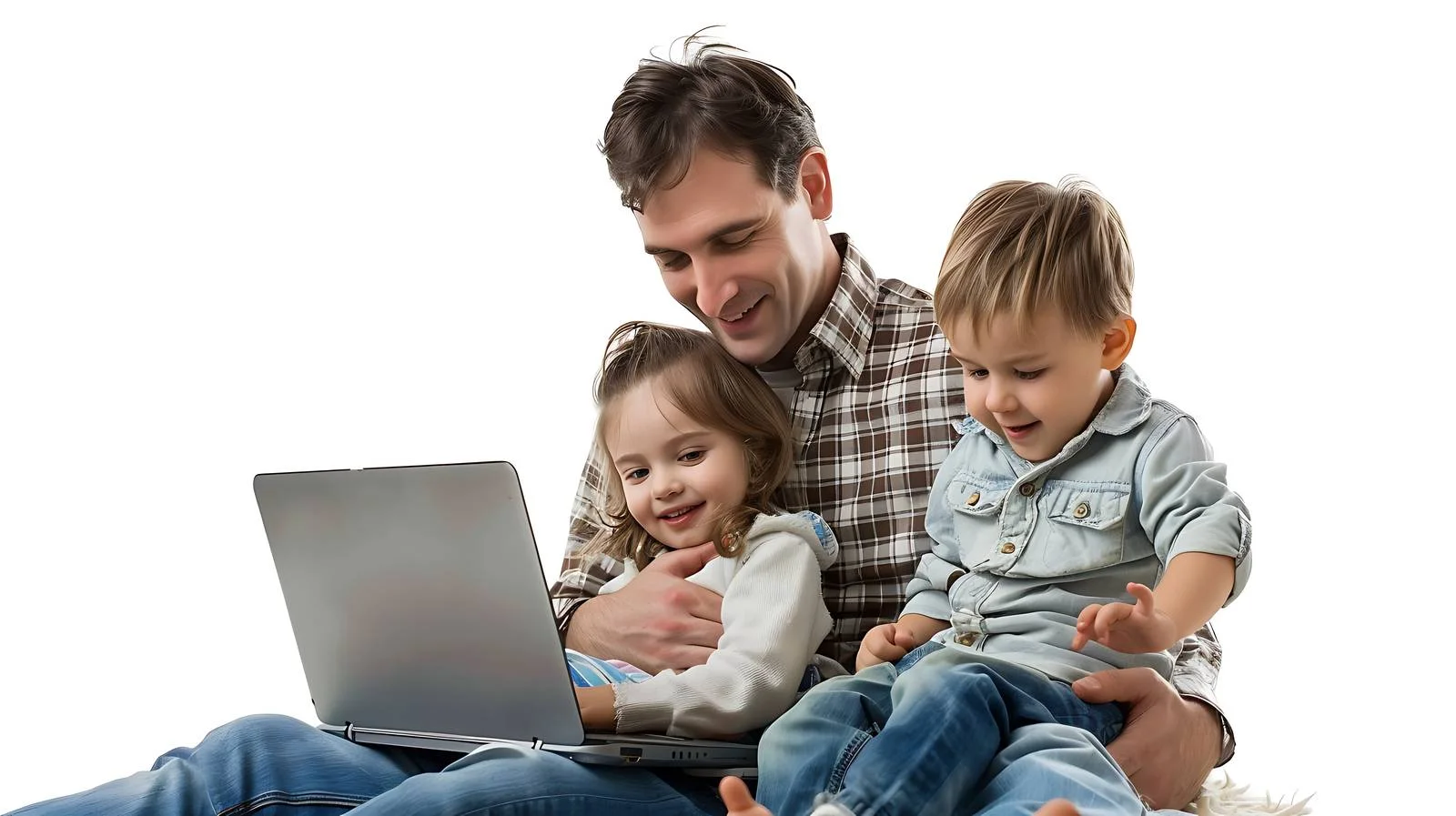 Father Working at Home with Children — free download from Dotvec