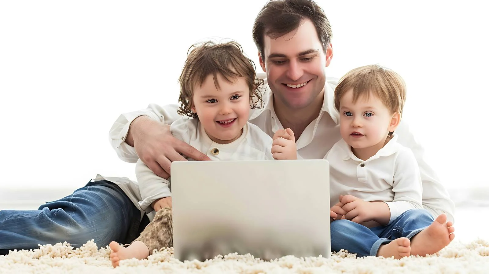 Father Home Office with Child Laptop — free download from Dotvec