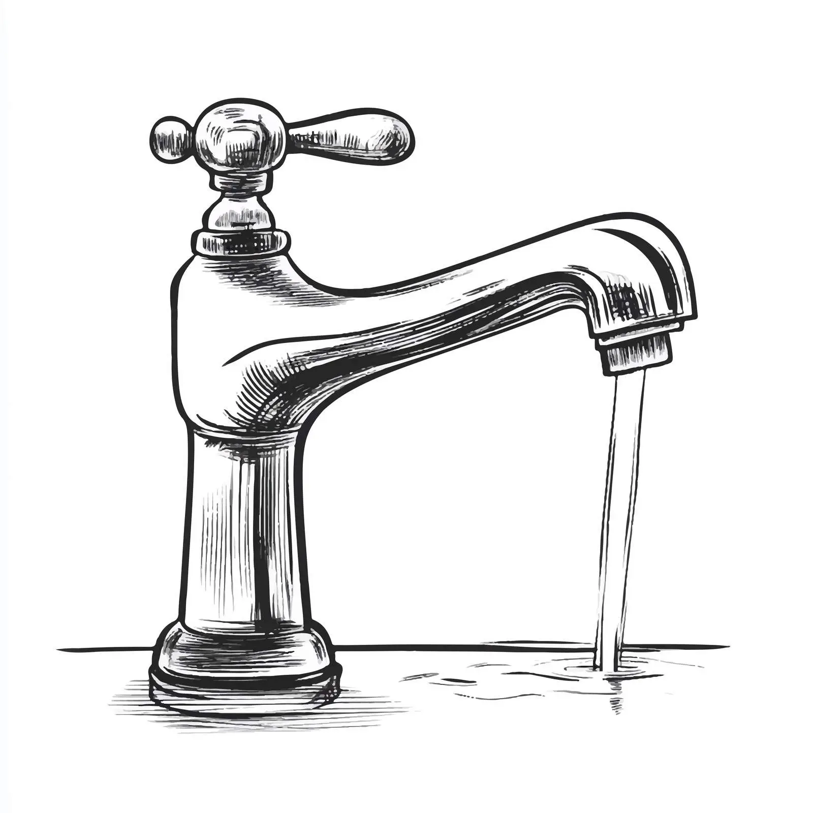 Black and White Faucet Cartoon Vector Illustration — free download from Dotvec